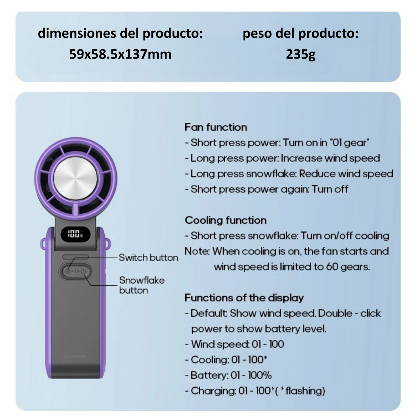 Airsys® Ventilador Plegable con 100 velocidades